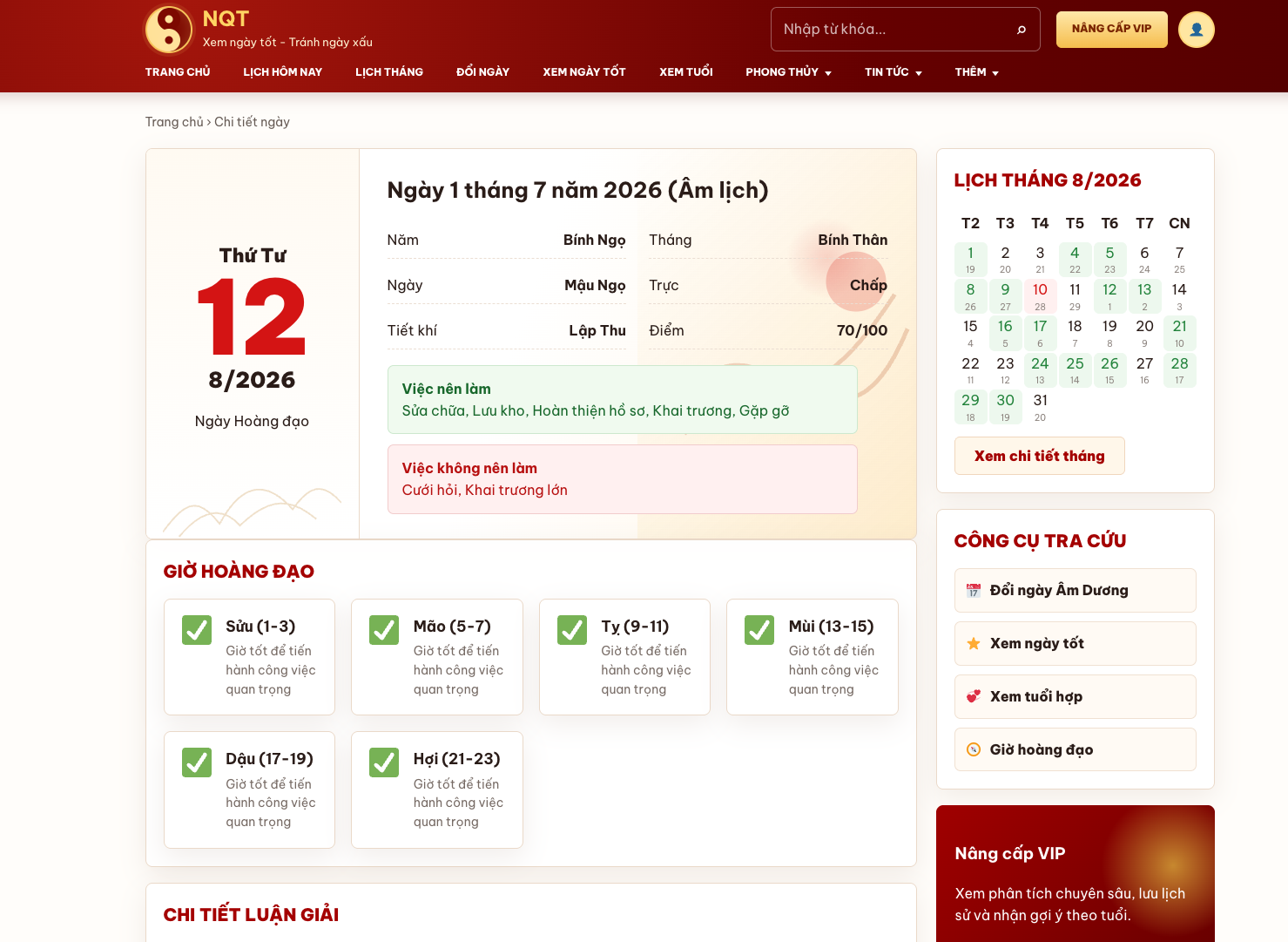 Source Code Website Lịch Âm & Phong Thủy WordPress - AI Tư Vấn Ngày Tốt - ảnh 3